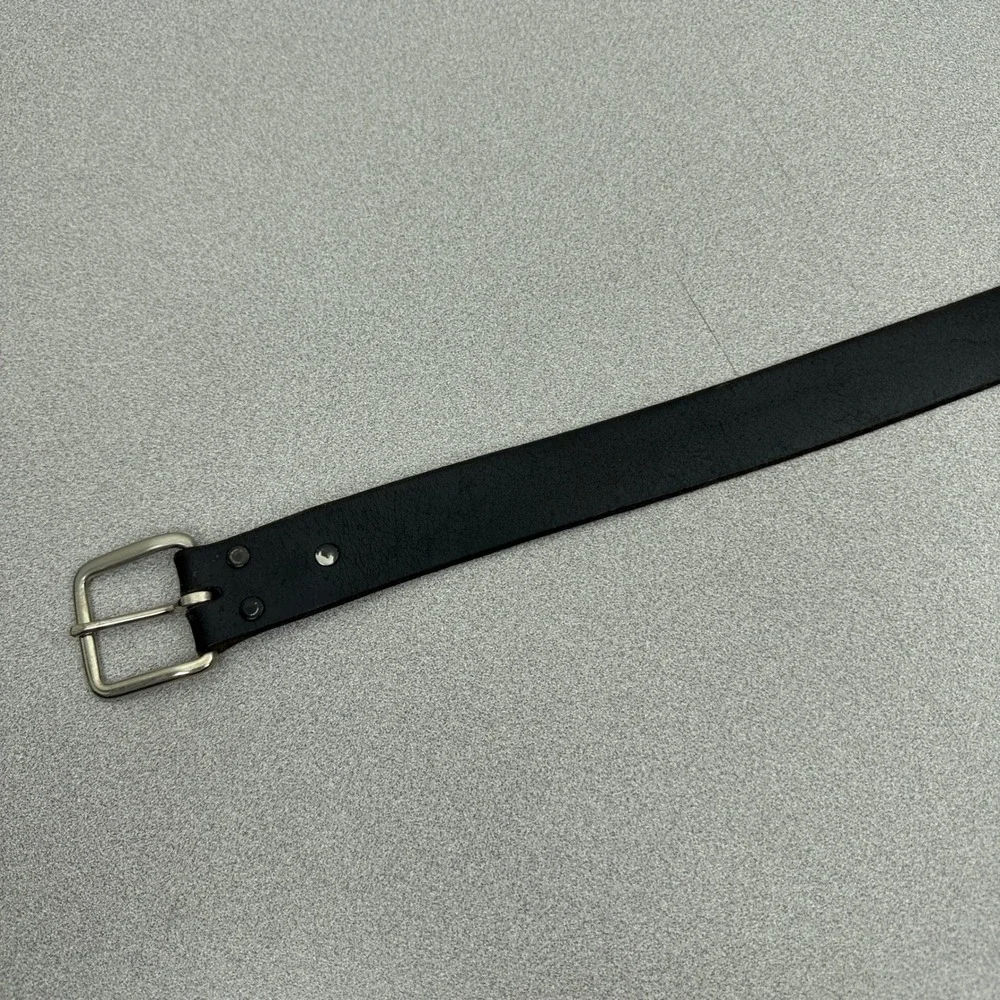 Wrangler Belt Mens 32 Black Leather Western Workwear Casual Rugged Silver Buckle